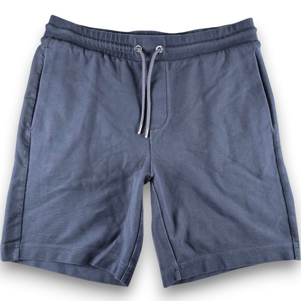 Hugo Boss Mens XXL Lounge Shorts Navy Blue Cotton Blend Ribbed Drawstring